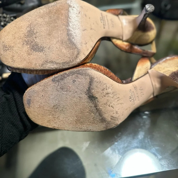 Valentino Garavani Vintage Brown Snakeskin slingbacks s 37 1/2 - Picture 4 of 7